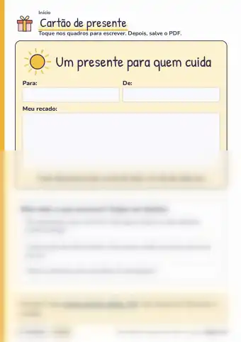 Página Cartão de presente do PDF.